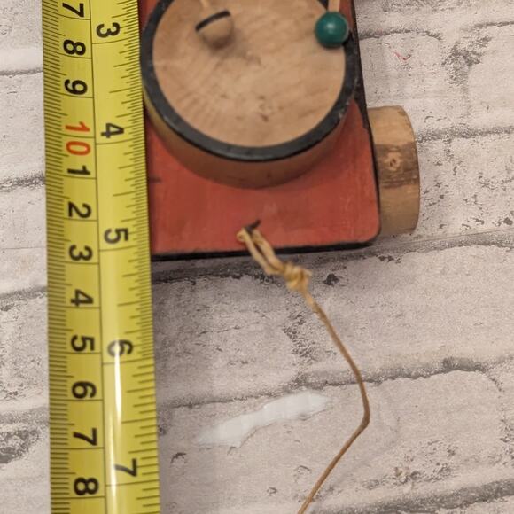 Vintage 1940s Wooden Pull Toy Owl/Bird Beating a Drum - Picture 8 of 9